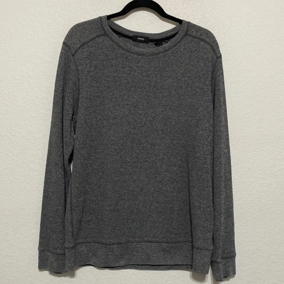 Theory Gray Crew Neck Long Sleeve Waffle Knit Pullover Shirt Size XL - Picture 1 of 5